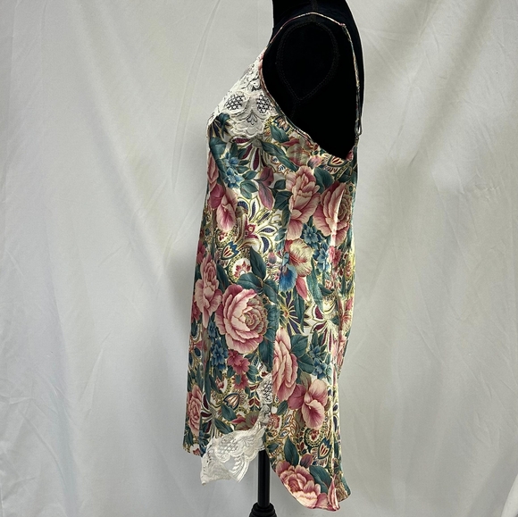 Vtg Victoria's Secret gold label lace satin floral nightie slip dress babydoll - Picture 3 of 11